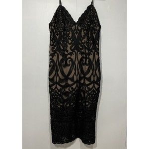 Bardot‎ Sheath Dress Womens 10 Midi Black Lace V-Neck Lined